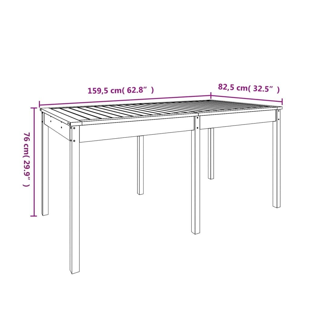 vidaXL dārza galds, medus brūns, 159,5x82,5x76 cm, priedes masīvkoks cena un informācija | Dārza galdi | 220.lv