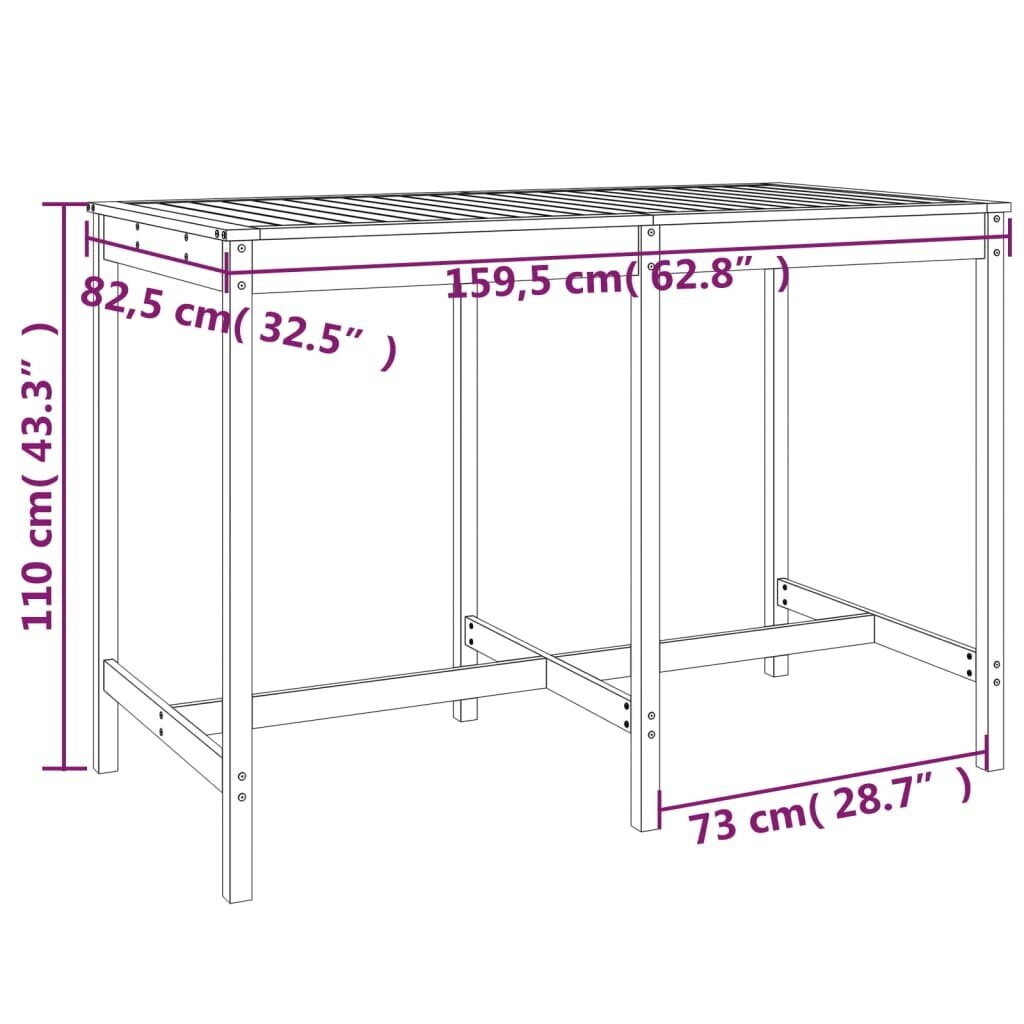 vidaXL dārza galds, 159,5x82,5x110 cm, Duglasa egles masīvkoks cena un informācija | Dārza galdi | 220.lv