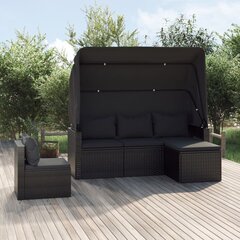 vidaXL 4-daļīgs dārza dīvāna komplekts ar matračiem, PE rotangpalma cena un informācija | Dārza mēbeļu komplekti | 220.lv