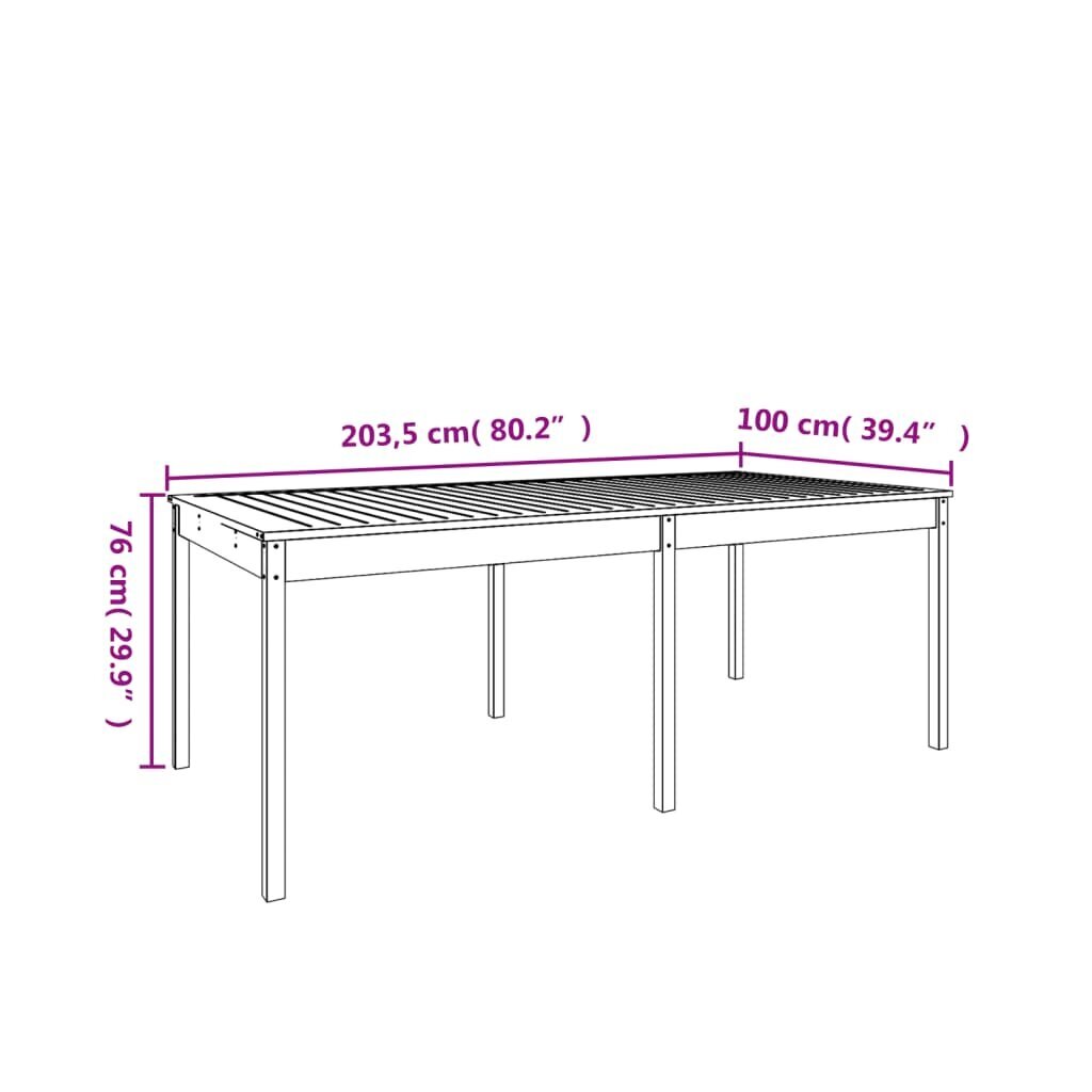 vidaXL dārza galds, 203,5x100x76 cm, Duglasa egles masīvkoks cena un informācija | Dārza galdi | 220.lv