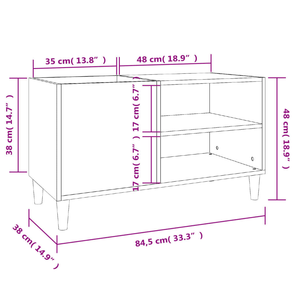 vidaXL skapītis, 84,5x38x48 cm, inženierijas koks, ozolkoka krāsa cena un informācija | Skapīši viesistabai | 220.lv