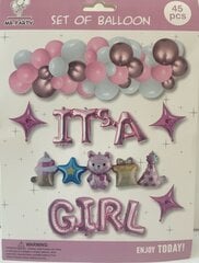 Balonu komplekts "Tā ir meitene" 45 gab., rozā cena un informācija | Baloni | 220.lv