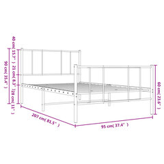 vidaXL gultas rāmis ar galvgali un kājgali, melns metāls, 90x200 cm cena un informācija | Gultas | 220.lv