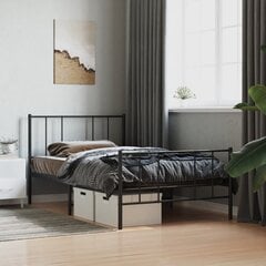 vidaXL gultas rāmis ar galvgali un kājgali, melns metāls, 90x200 cm цена и информация | Кровати | 220.lv