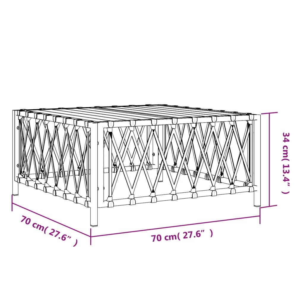 vidaXL dārza galds, 70x70x34 cm, austs audums, balts cena un informācija | Dārza galdi | 220.lv