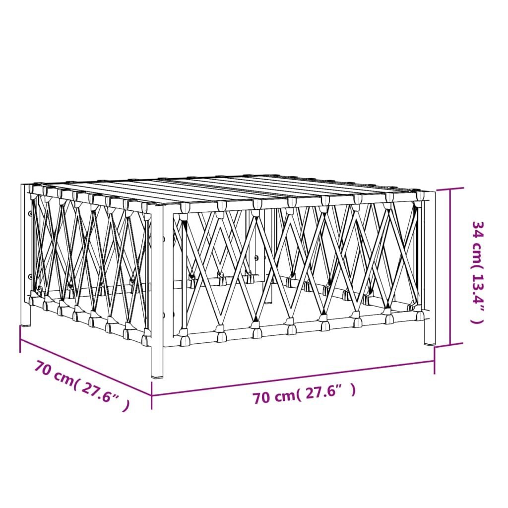 vidaXL dārza galds, 70x70x34 cm, austs audums, pelēks cena un informācija | Dārza galdi | 220.lv