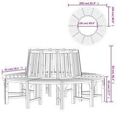 vidaXL sols, uzstādāms ap koku, apaļš, Ø208 cm, eikalipta masīvkoks цена и информация | Скамейки | 220.lv