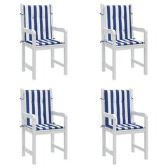 vidaXL krēslu spilveni, 4 gab., zilas un baltas svītras, audums cena un informācija | Krēslu paliktņi | 220.lv