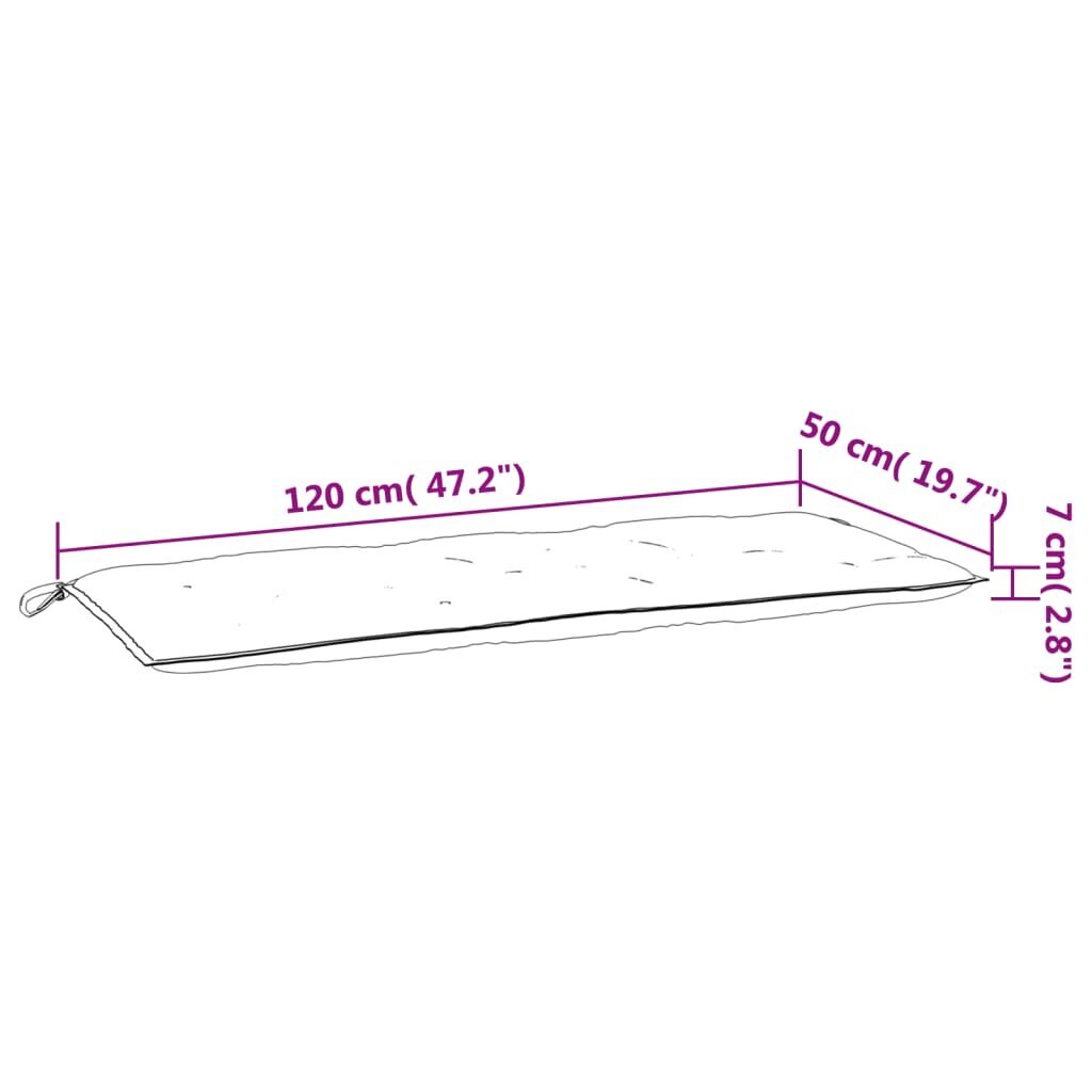 vidaXL dārza sola matrači, 2 gab., 120x50x7 cm, audums ar lapu apdruku цена и информация | Krēslu paliktņi | 220.lv