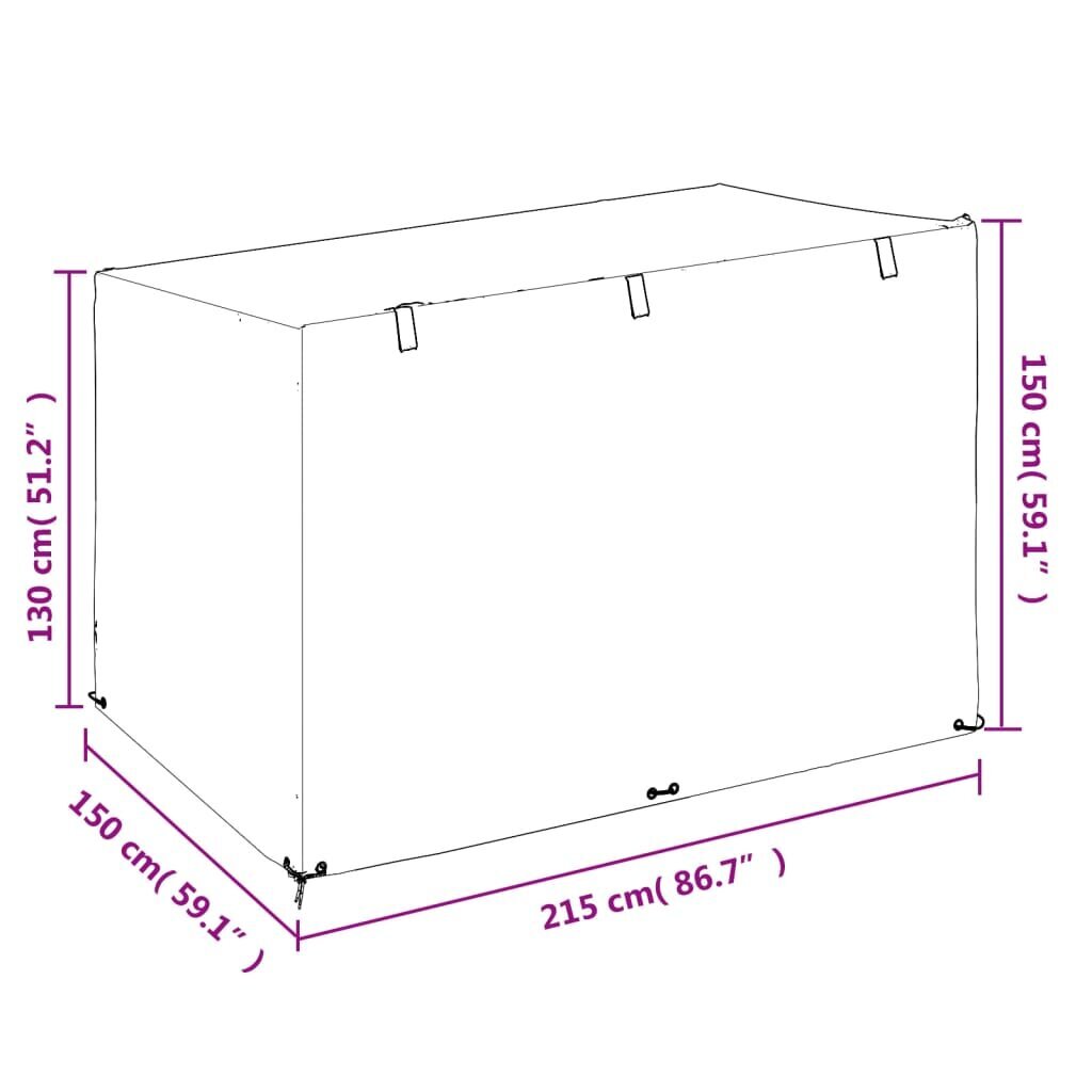 vidaXL šūpoļu sola pārsegs, 12 gredzeni, 215x150x130/150m, polietilēns цена и информация | Krēslu paliktņi | 220.lv