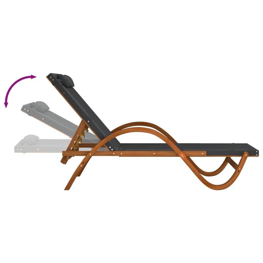 vidaXL sauļošanās zvilnis ar spilvenu, pelēks tekstilēns, papeles koks цена и информация | Sauļošanās krēsli | 220.lv