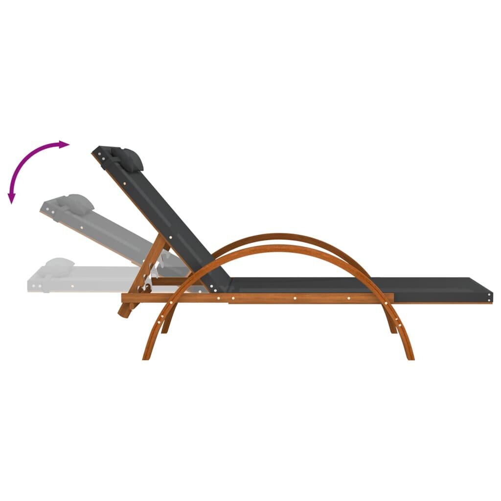 vidaXL sauļošanās zvilnis ar spilvenu, pelēks tekstilēns, papeles koks cena un informācija | Sauļošanās krēsli | 220.lv