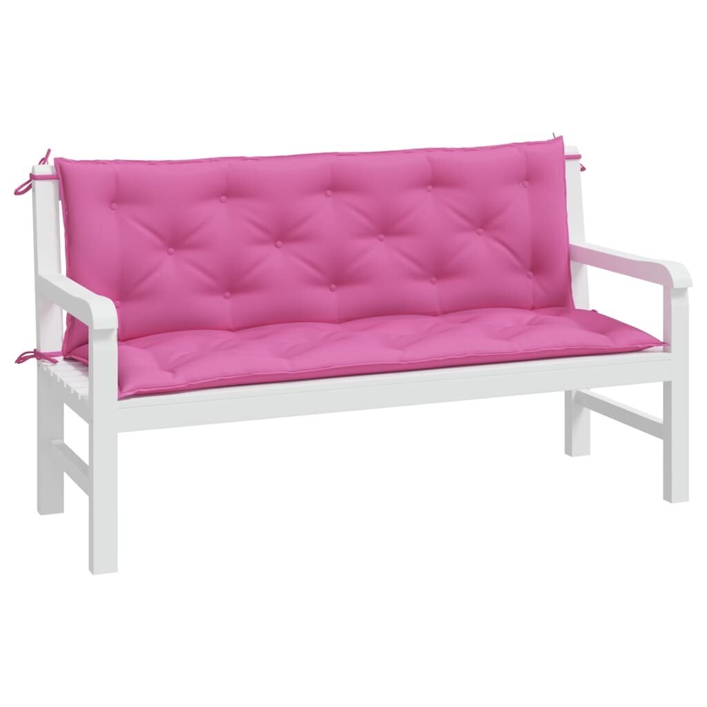 vidaXL dārza sola matrači, 2 gab., 150x50x7 cm, audums, rozā cena un informācija | Krēslu paliktņi | 220.lv