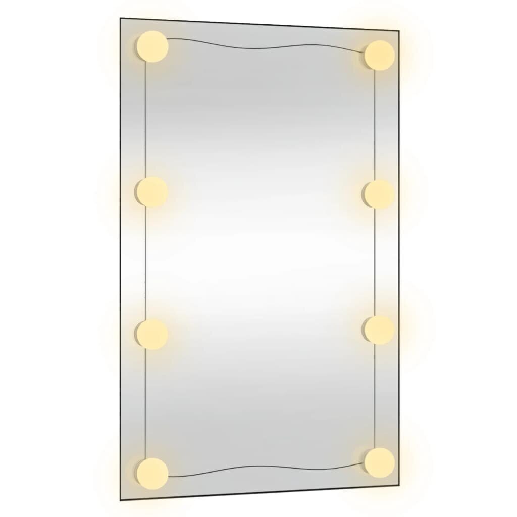 vidaXL sienas spogulis ar LED, 40x60 cm, stikls, taisnstūra cena un informācija | Spoguļi | 220.lv