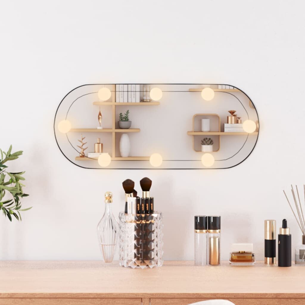 vidaXL sienas spogulis ar LED, 20x50 cm, stikls, ovāls цена и информация | Spoguļi | 220.lv