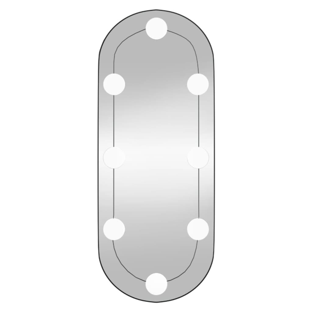 vidaXL sienas spogulis ar LED, 20x50 cm, stikls, ovāls cena un informācija | Spoguļi | 220.lv