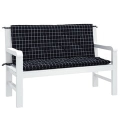 vidaXL dārza sola matrači, 2 gab., 120x50x7 cm, melns četrstūru raksts cena un informācija | Krēslu paliktņi | 220.lv