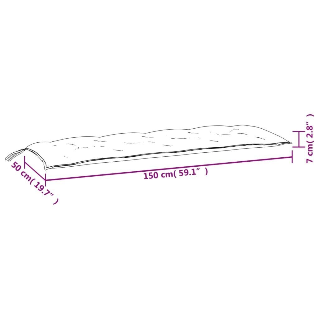 vidaXL dārza sola matrači, 2 gab., 150x50x7 cm, melns četrstūru raksts cena un informācija | Krēslu paliktņi | 220.lv