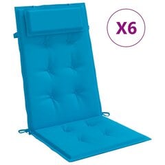 vidaXL dārza krēslu spilveni, 6 gab., gaiši zils oksforda audums cena un informācija | Krēslu paliktņi | 220.lv