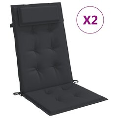 vidaXL dārza krēslu spilveni, 2 gab., melns oksforda audums cena un informācija | Krēslu paliktņi | 220.lv