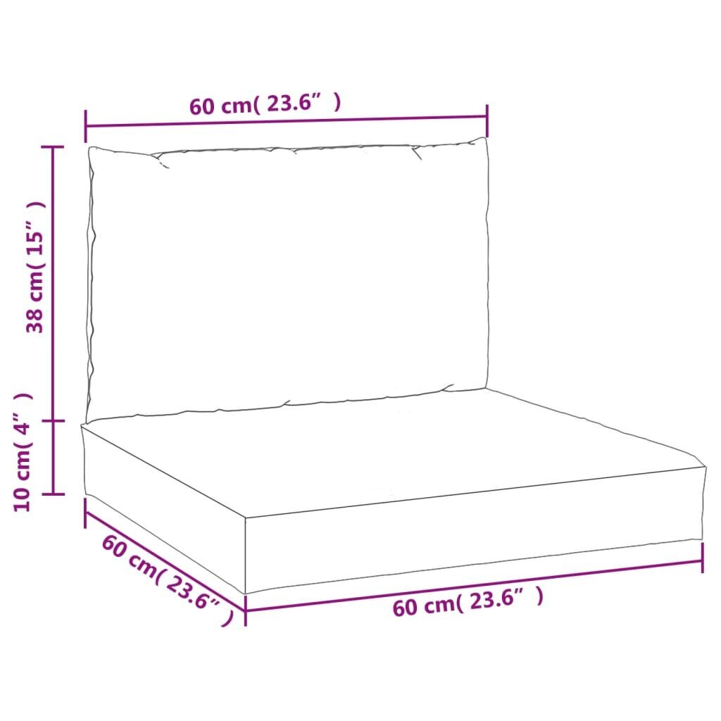 vidaXL palešu dīvānu matrači, 2 gab., audums ar lapu apdruku цена и информация | Krēslu paliktņi | 220.lv