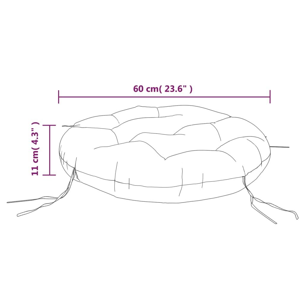 vidaXL krēslu spilvens, apaļš, Ø 60 x11 cm, oksforda audums, melns cena un informācija | Krēslu paliktņi | 220.lv