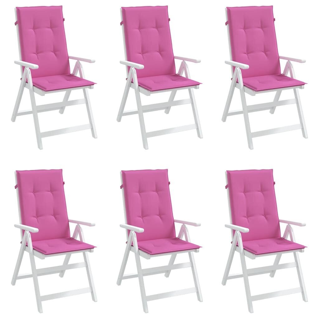 vidaXL krēslu matrači, 6 gab., audums, rozā cena un informācija | Krēslu paliktņi | 220.lv