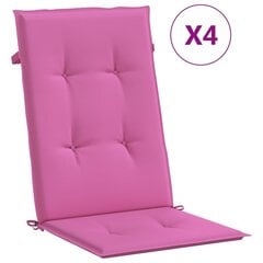 vidaXL krēslu ar augsto atzveltni spilveni, 4 gab., rozā, audums cena un informācija | Krēslu paliktņi | 220.lv