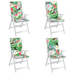 vidaXL krēslu ar augsto atzveltni spilveni, 4 gab., krāsaini, audums cena un informācija | Krēslu paliktņi | 220.lv