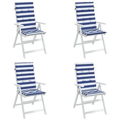 vidaXL krēslu spilveni, 4 gab., zilas un baltas svītras, audums cena un informācija | Krēslu paliktņi | 220.lv