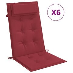 vidaXL dārza krēslu spilveni, 6 gab., vīnsarkans oksforda audums cena un informācija | Krēslu paliktņi | 220.lv