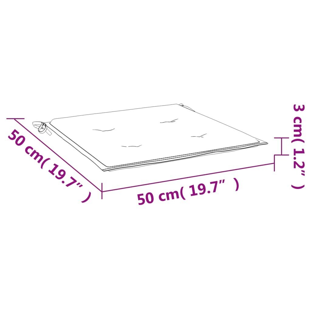 vidaXL dārza krēslu matrači, 2 gab., 50x50x3 cm, audums, rozā cena un informācija | Krēslu paliktņi | 220.lv