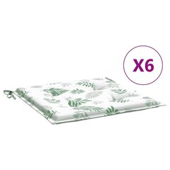 vidaXL dārza krēslu matrači, 6 gab., lapu apdruka, 40x40x3 cm, audums cena un informācija | Krēslu paliktņi | 220.lv