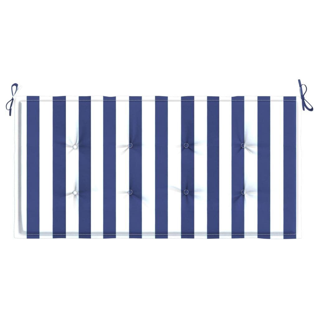 vidaXL dārza sola matracis, 120x50x3 cm, audums, zilas, baltas svītras cena un informācija | Krēslu paliktņi | 220.lv