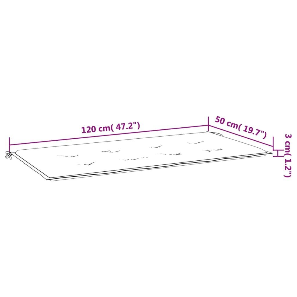 vidaXL dārza sola matracis, 120x50x3 cm, audums, zilas, baltas svītras cena un informācija | Krēslu paliktņi | 220.lv