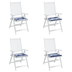 vidaXL spilveni, 4 gab., zilas un baltas svītras, 50x50x3 cm, audums cena un informācija | Krēslu paliktņi | 220.lv