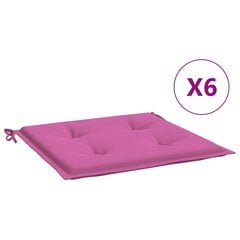 vidaXL dārza krēslu matrači, 6 gab., 40x40x3 cm, rozā, audums цена и информация | Подушки, наволочки, чехлы | 220.lv