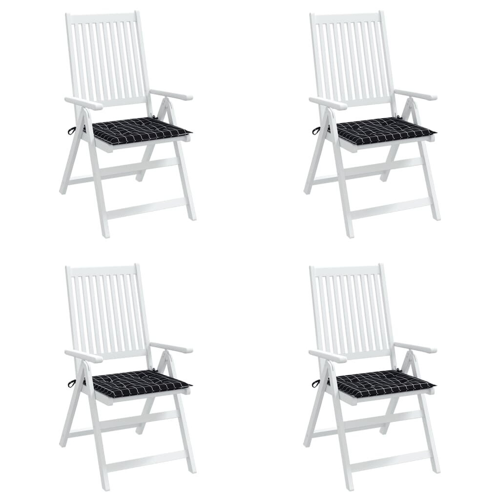 vidaXL krēslu matrači, 4 gab., 50x50x3 cm, audums, melni četrstūri cena un informācija | Krēslu paliktņi | 220.lv
