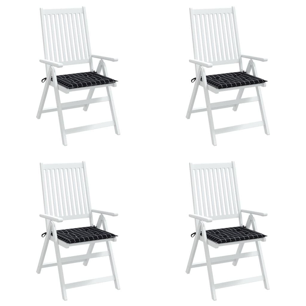 vidaXL krēslu matrači, 4 gab., 40x40x3 cm, audums, melni četrstūri cena un informācija | Krēslu paliktņi | 220.lv