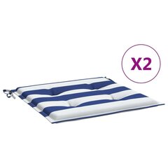 vidaXL spilveni, 2 gab., zilas un baltas svītras, 40x40x3 cm, audums cena un informācija | Krēslu paliktņi | 220.lv