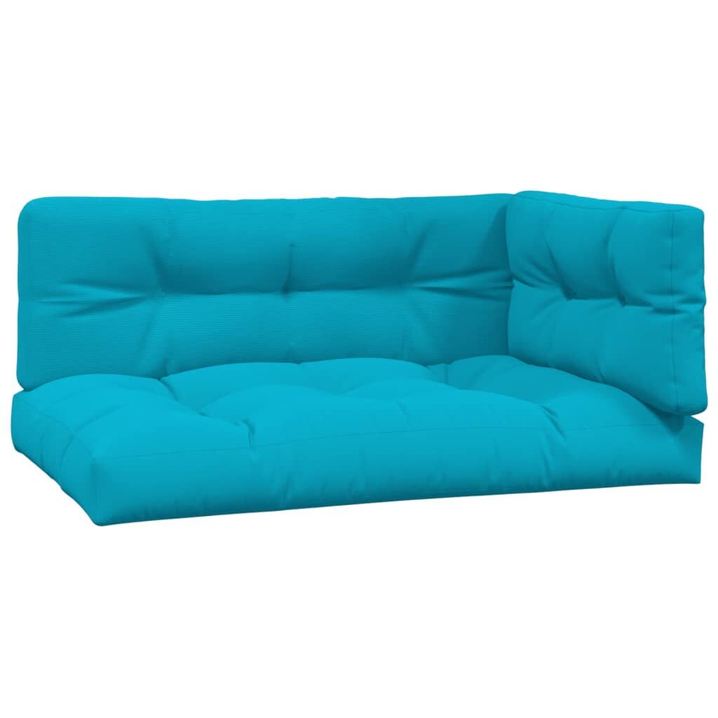 vidaXL palešu dīvānu matrači, 3 gab., tirkīzzils audums цена и информация | Krēslu paliktņi | 220.lv