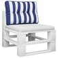 vidaXL dīvāna spilvens, zilas un baltas svītras, 60x40x12 cm, audums cena un informācija | Krēslu paliktņi | 220.lv