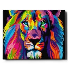 Glezna pēc cipariem Ierāmēta "Krāsains lauva" Oh Art! 40x50 cm cena un informācija | Gleznas pēc numuriem | 220.lv