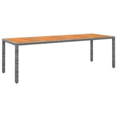 vidaXL āra galds, 250x100x75 cm, pelēka PE rotangpalma, akācijas koks cena un informācija | Dārza galdi | 220.lv