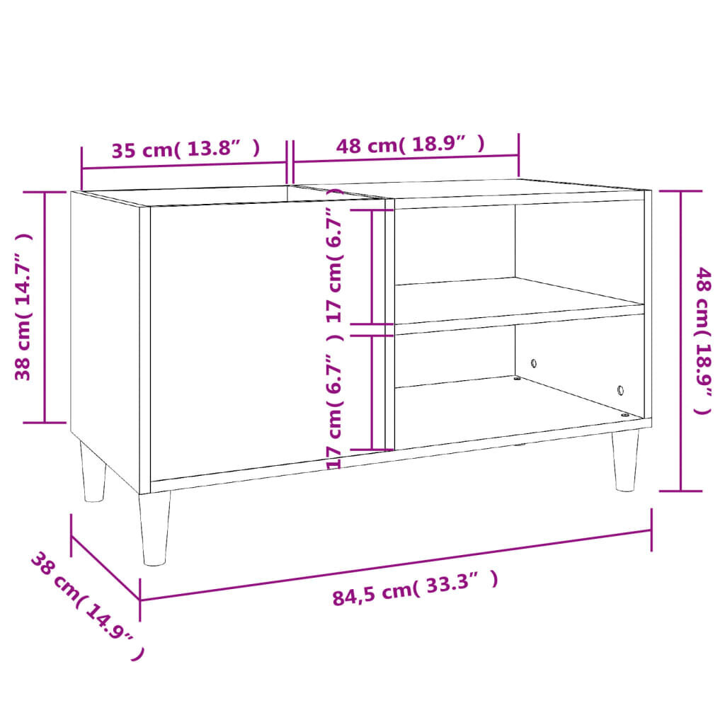 vidaXL skapītis, 84,5x38x48 cm, inženierijas koks, melns цена и информация | Skapīši viesistabai | 220.lv