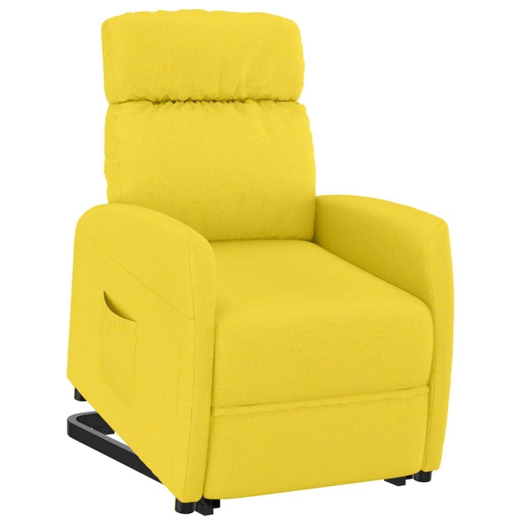 vidaXL atpūtas krēsls, paceļams, gaiši dzeltens audums cena un informācija | Atpūtas krēsli | 220.lv
