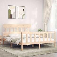 vidaXL gultas rāmis ar galvgali, 5FT, King size izmērs, masīvkoks цена и информация | Кровати | 220.lv