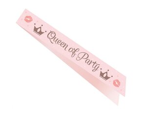 Свадебная лента ''queen of party'', розовая, 150 см цена и информация | Праздничные декорации | 220.lv