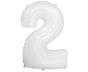 Folijas balons cipars 2, balts, 85 cm cena un informācija | Baloni | 220.lv