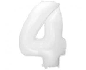 Folijas balons cipars 4, balts, 85 cm cena un informācija | Baloni | 220.lv